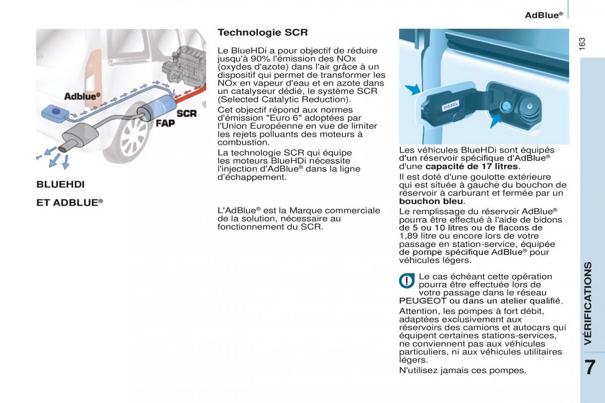 Peugeot Partner Tepee FL manuel du proprietaire / page 165