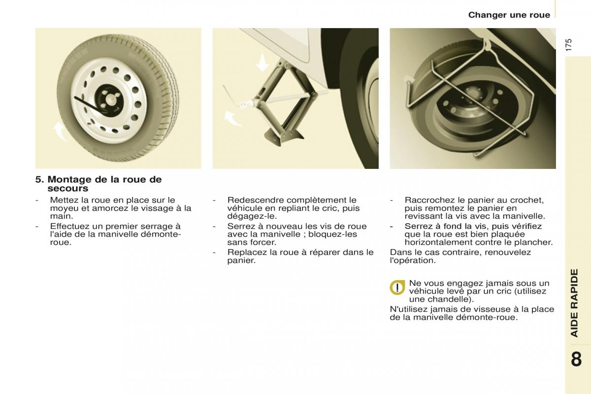 Peugeot Partner Tepee FL manuel du proprietaire / page 177