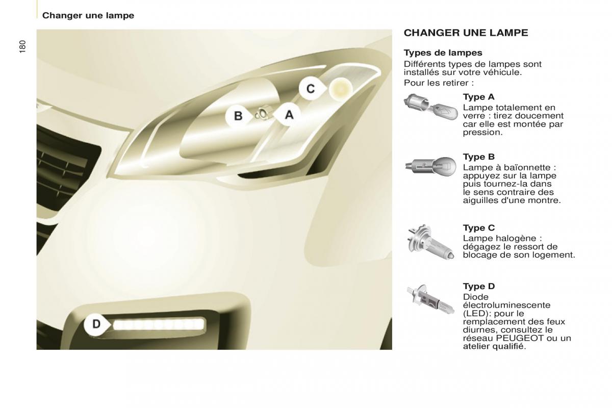 Peugeot Partner Tepee FL manuel du proprietaire / page 182