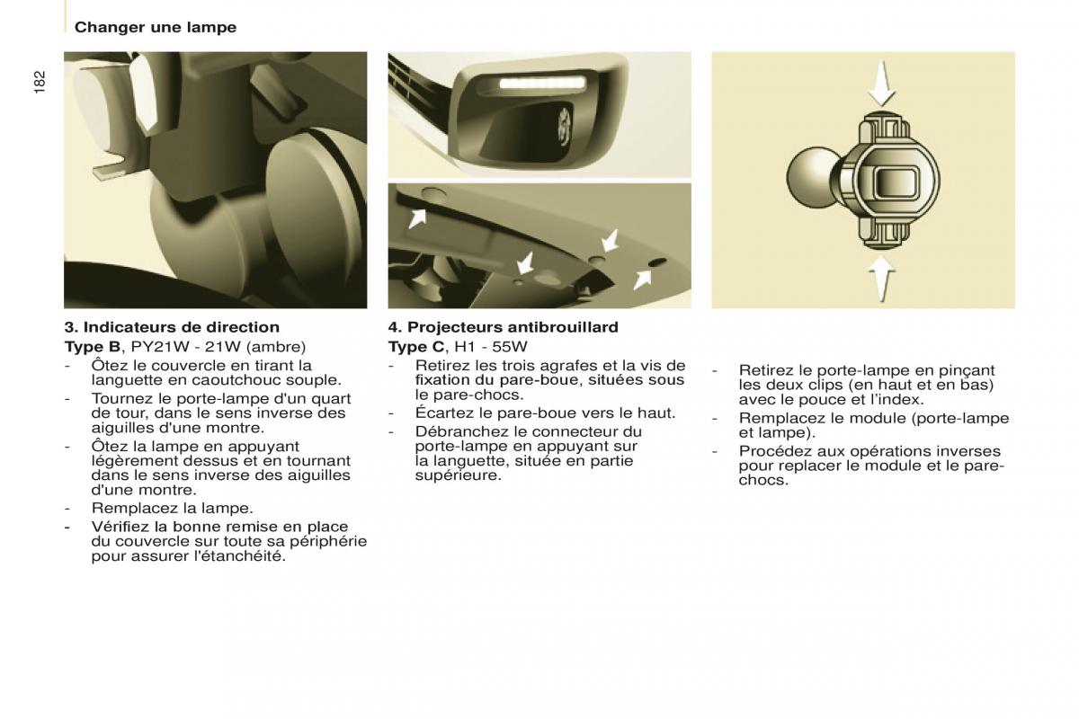 Peugeot Partner Tepee FL manuel du proprietaire / page 184