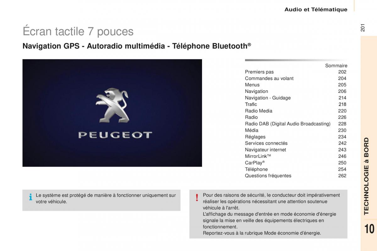 Peugeot Partner Tepee FL manuel du proprietaire / page 203