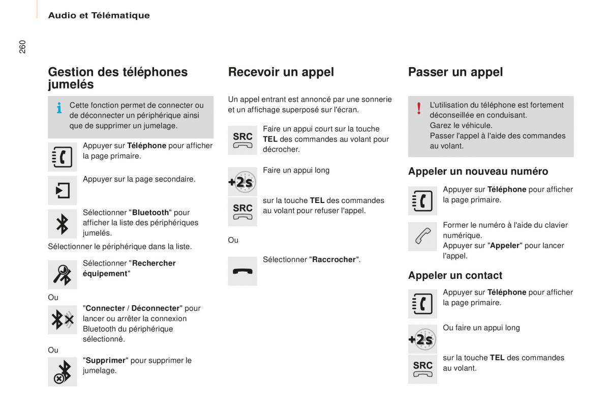 Peugeot Partner Tepee FL manuel du proprietaire / page 262