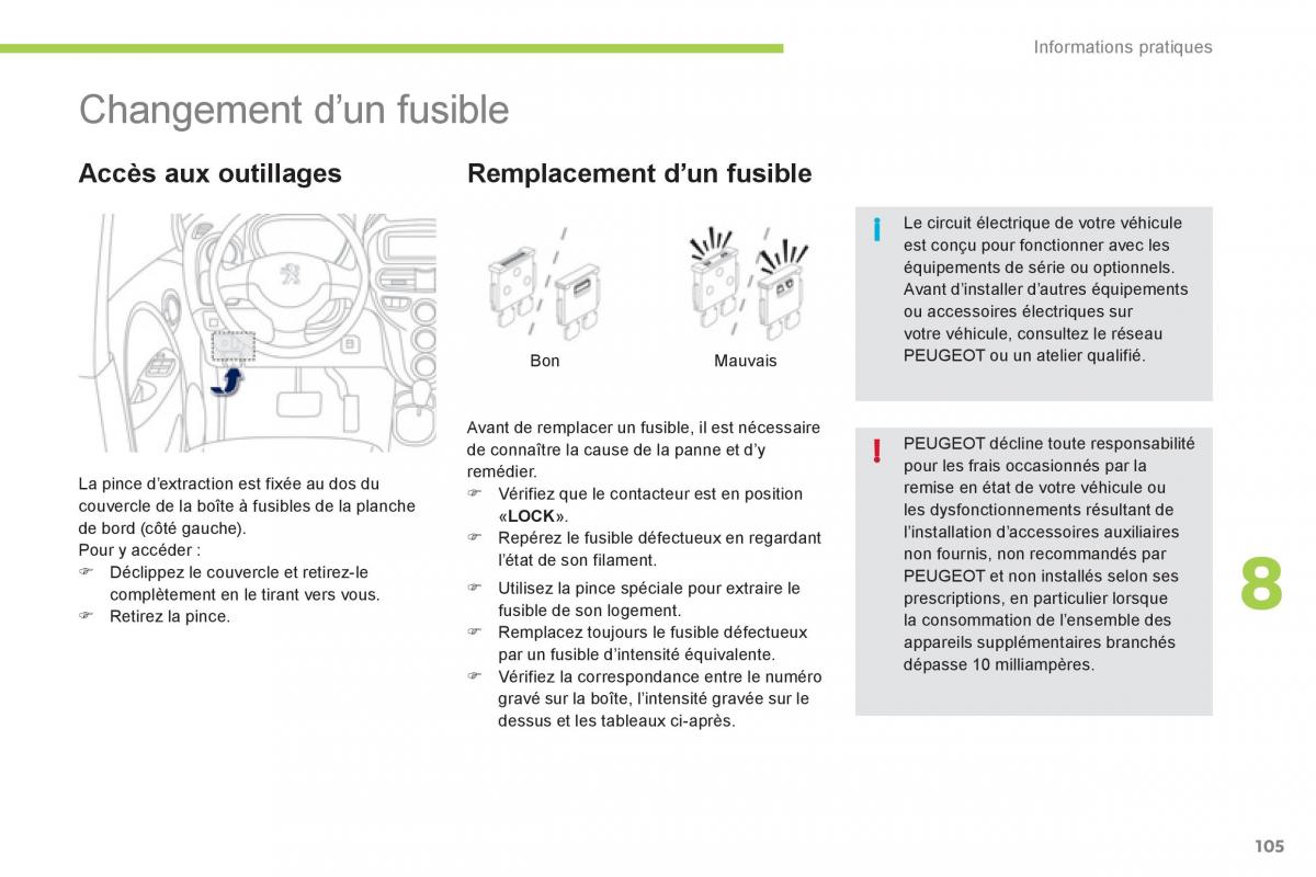 Peugeot iOn manuel du proprietaire / page 107