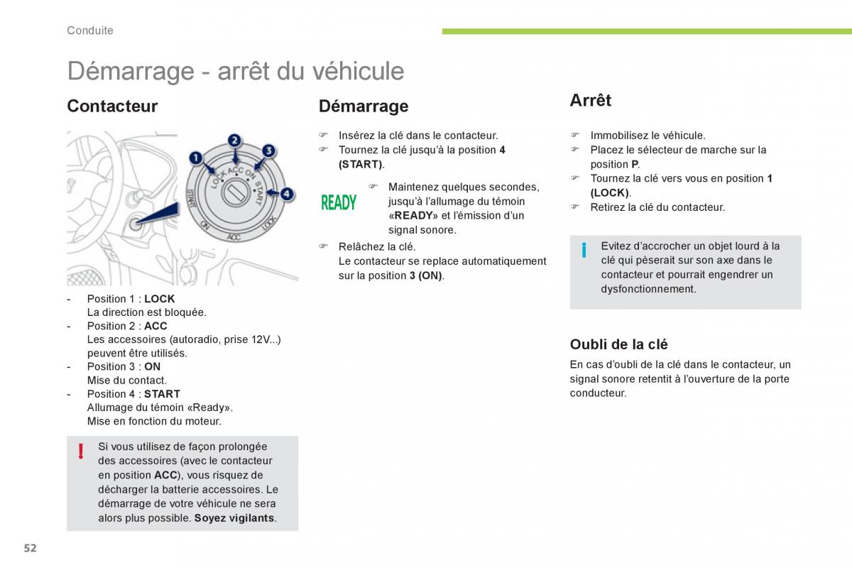 Peugeot iOn manuel du proprietaire / page 54