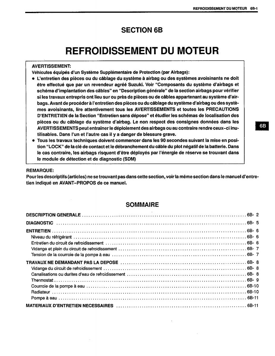 manual  Suzuki Baleno I 1 manuel du proprietaire / page 69