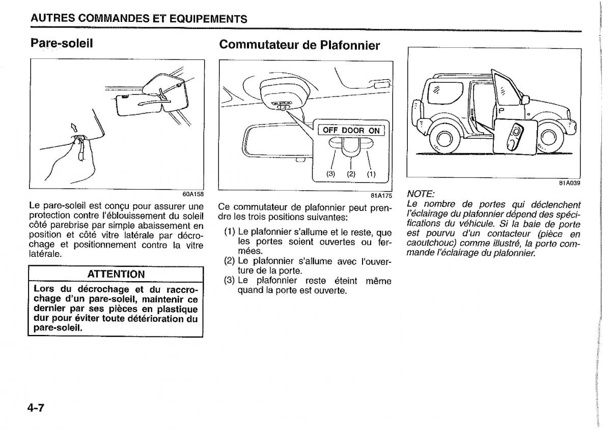 manual  Suzuki Jimny manuel du proprietaire / page 80