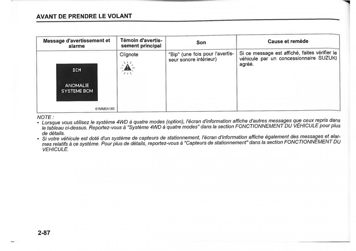 Suzuki SX4 manuel du proprietaire / page 110