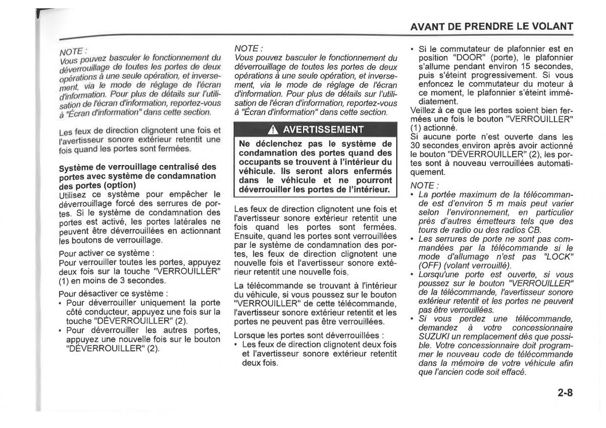 Suzuki SX4 manuel du proprietaire / page 31