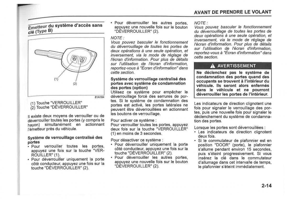 Suzuki SX4 manuel du proprietaire / page 37