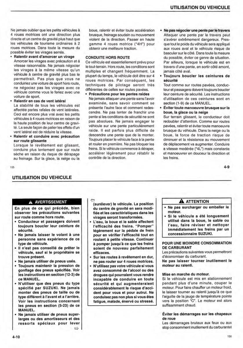 Suzuki Samurai manuel du proprietaire / page 28