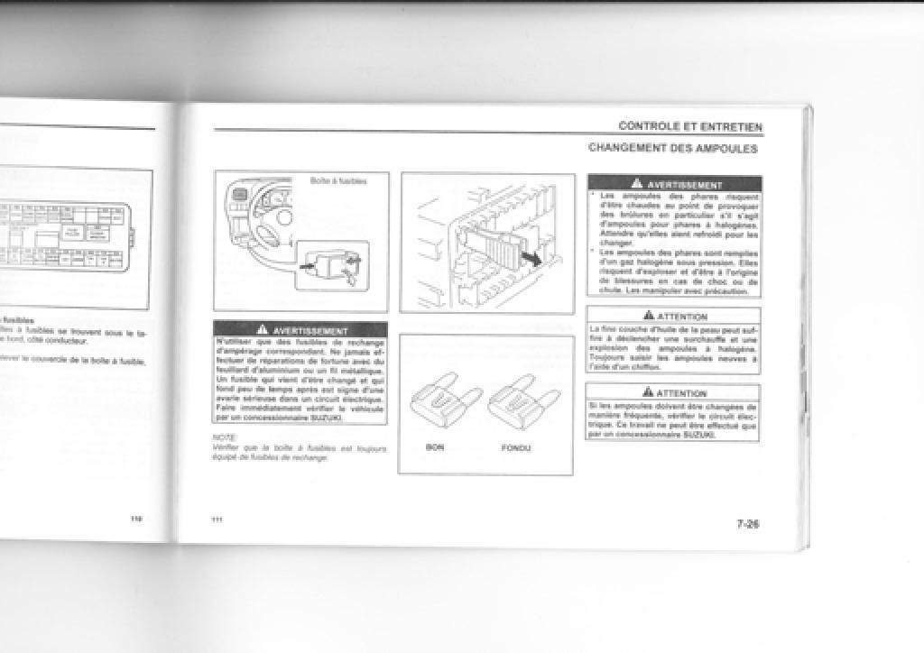 Suzuki Wagon R manuel du proprietaire / page 103