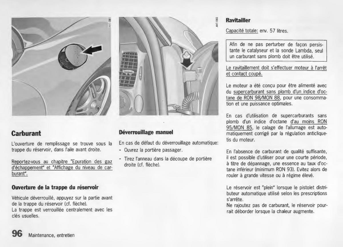 Porsche Boxster 986 manuel du proprietaire / page 98