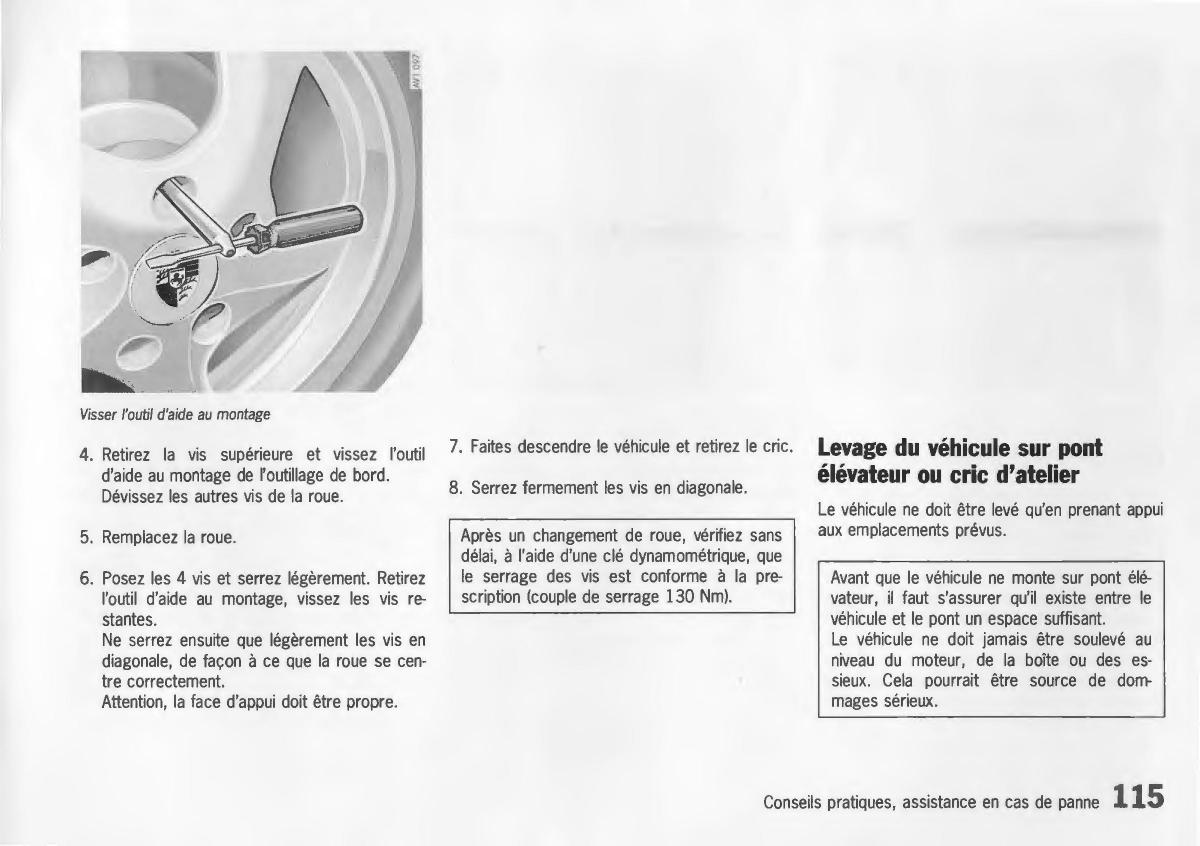 Porsche Boxster 986 manuel du proprietaire / page 117