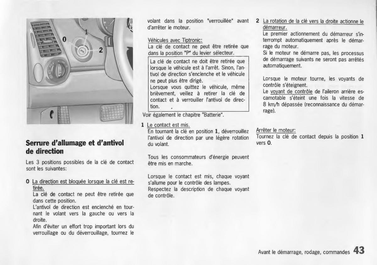 Porsche Boxster 986 manuel du proprietaire / page 45