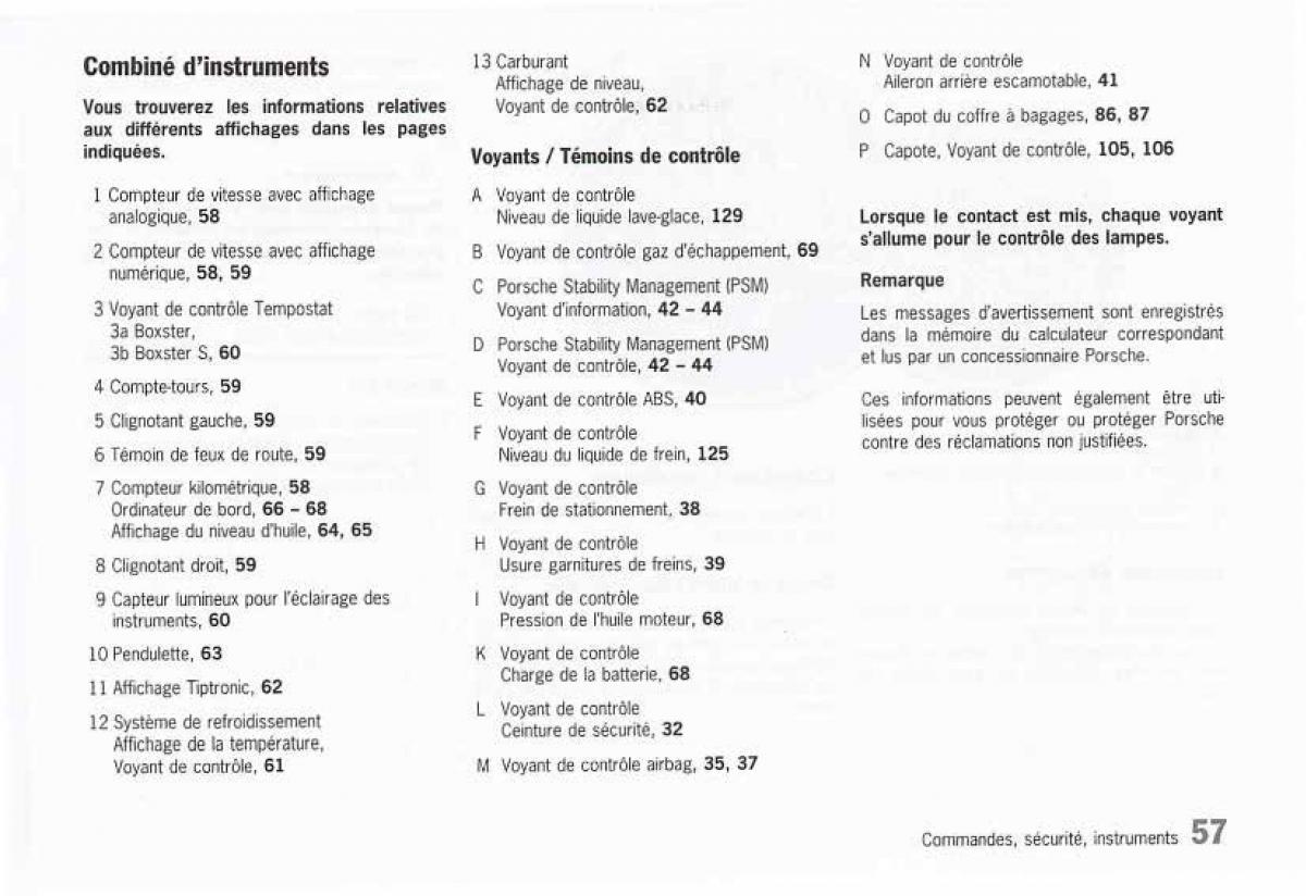 manual  Porsche Boxster 986 FL manuel du proprietaire / page 59