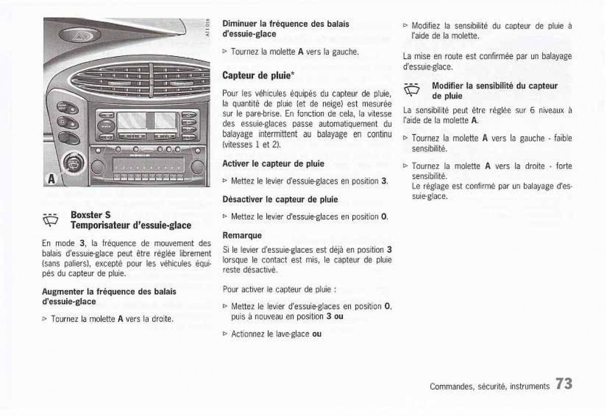 Porsche Boxster 986 FL manuel du proprietaire / page 75