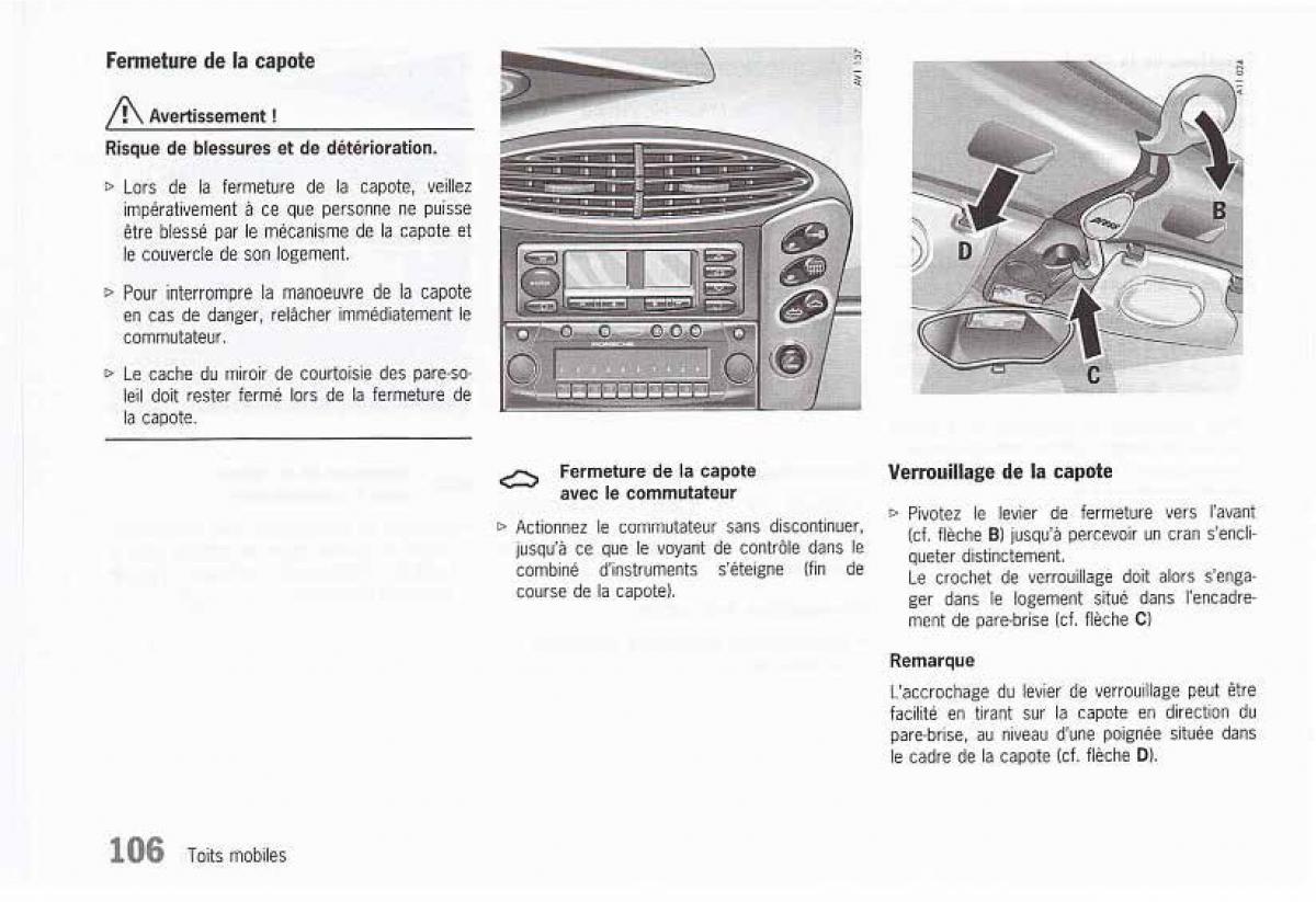 Porsche Boxster 986 FL manuel du proprietaire / page 108