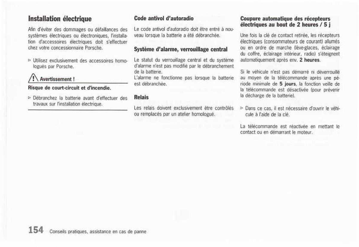 Porsche Boxster 986 FL manuel du proprietaire / page 156