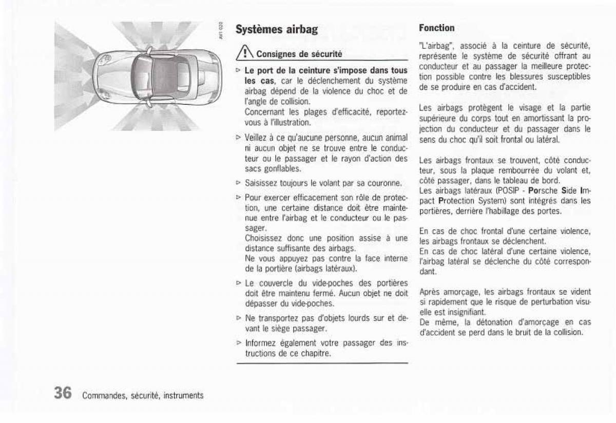 Porsche Boxster 986 FL manuel du proprietaire / page 38