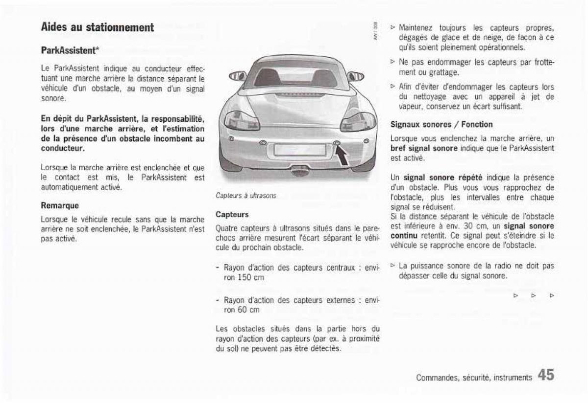 Porsche Boxster 986 FL manuel du proprietaire / page 47