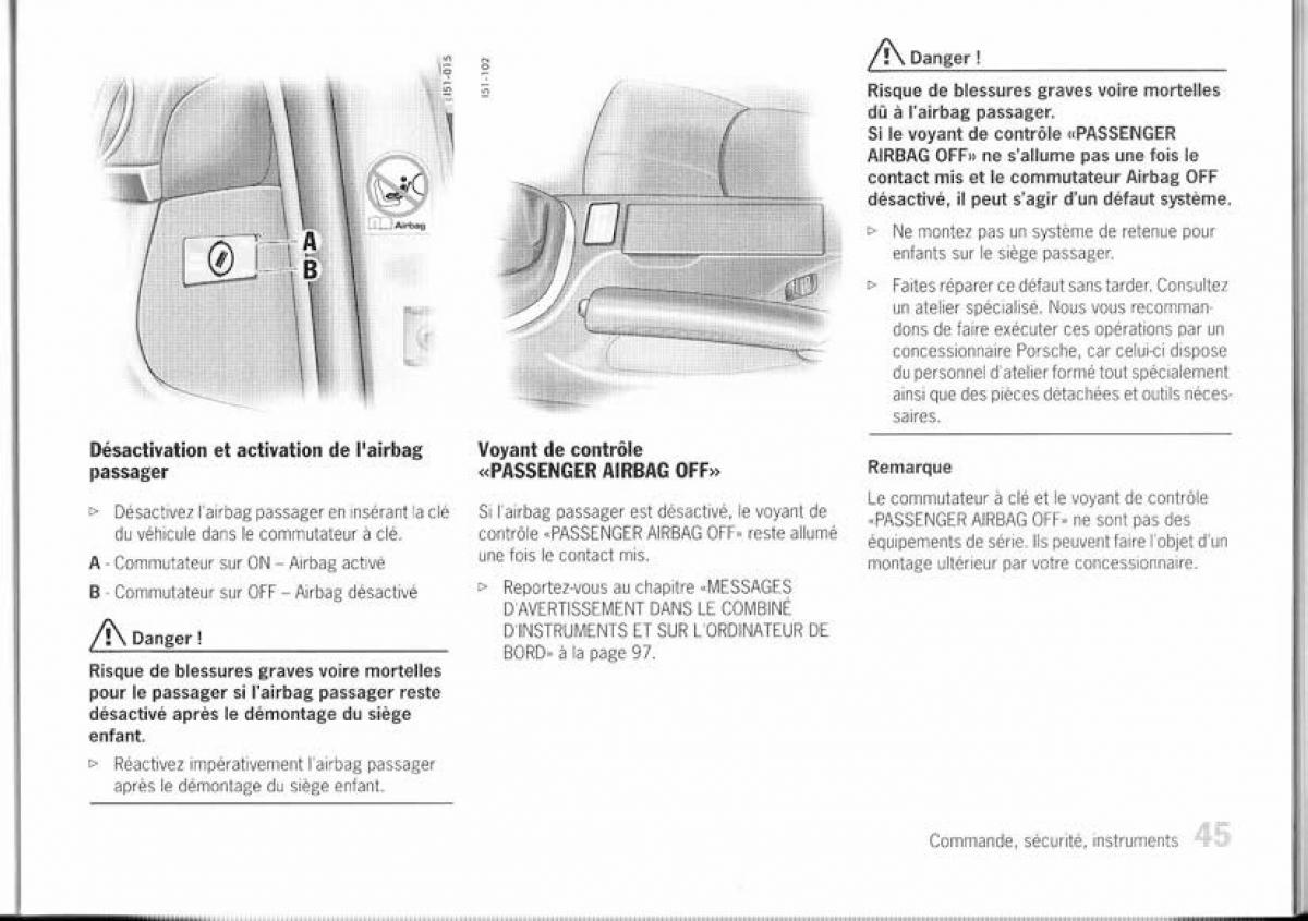 Porsche Boxster 987 manuel du proprietaire / page 39