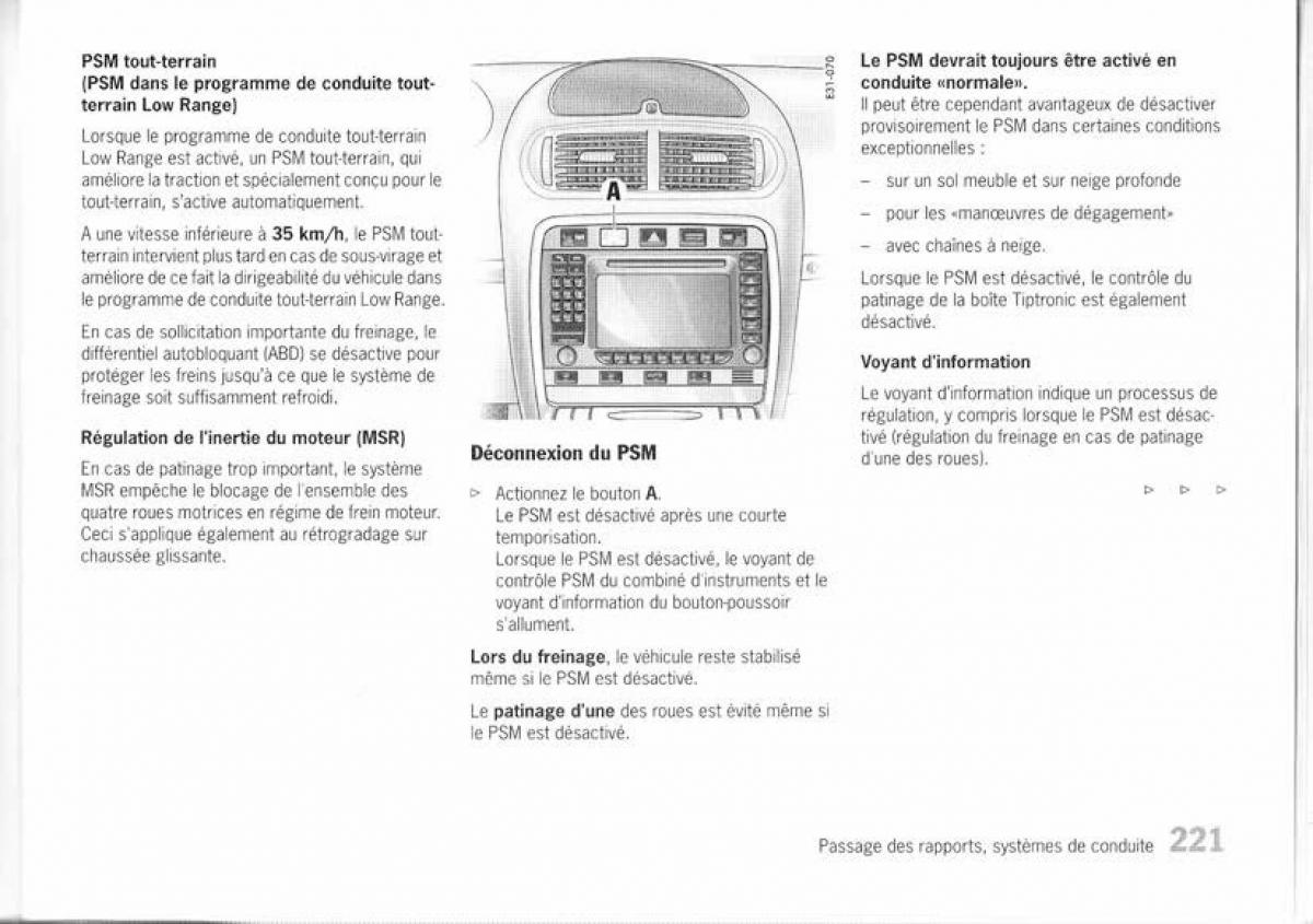 Porsche Cayenne I 1 manuel du proprietaire / page 211