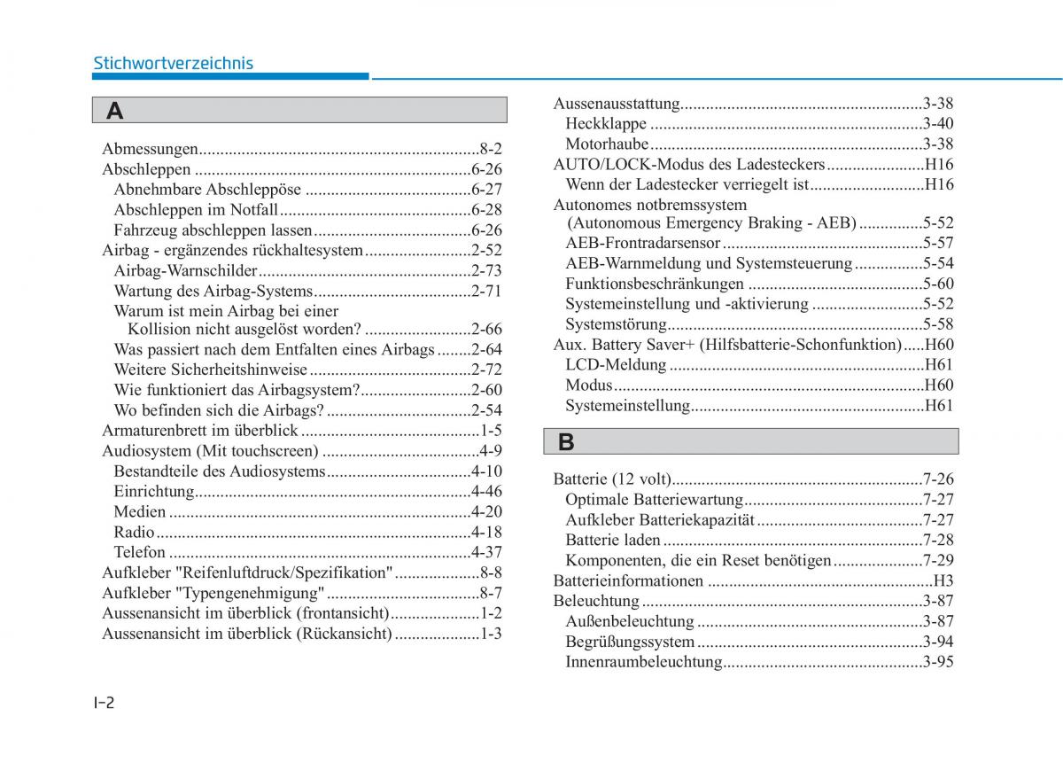 Hyundai Ioniq Electric Handbuch / page 580