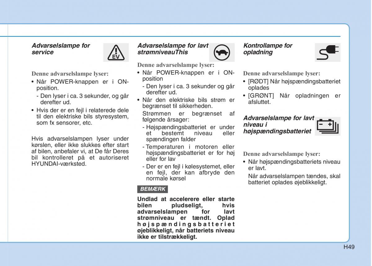 Hyundai Ioniq Electric Bilens instruktionsbog / page 56