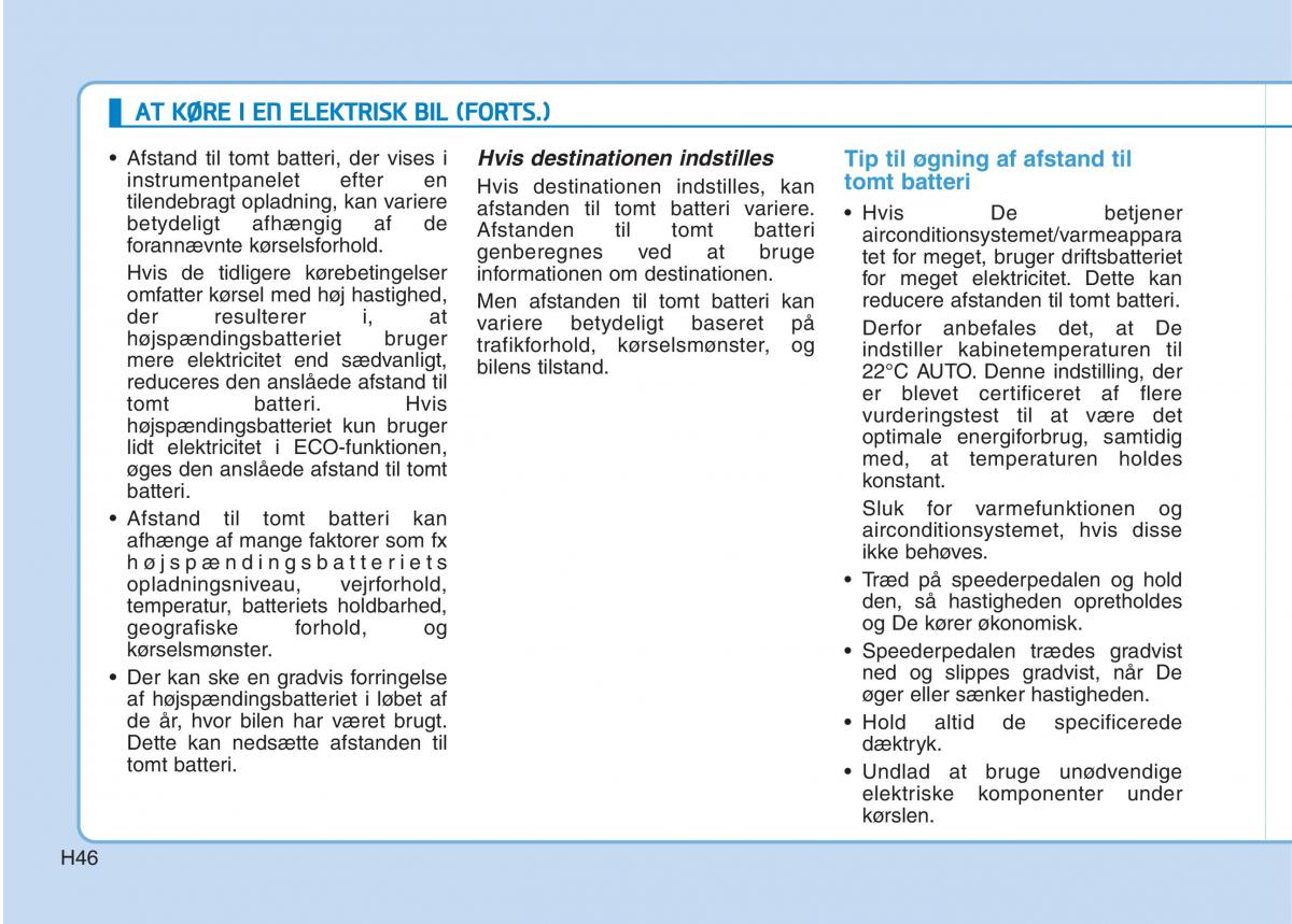 Hyundai Ioniq Electric Bilens instruktionsbog / page 53