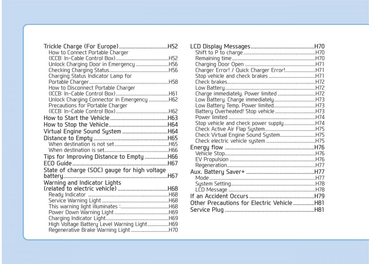 Hyundai Ioniq Electric owners manual / page 9