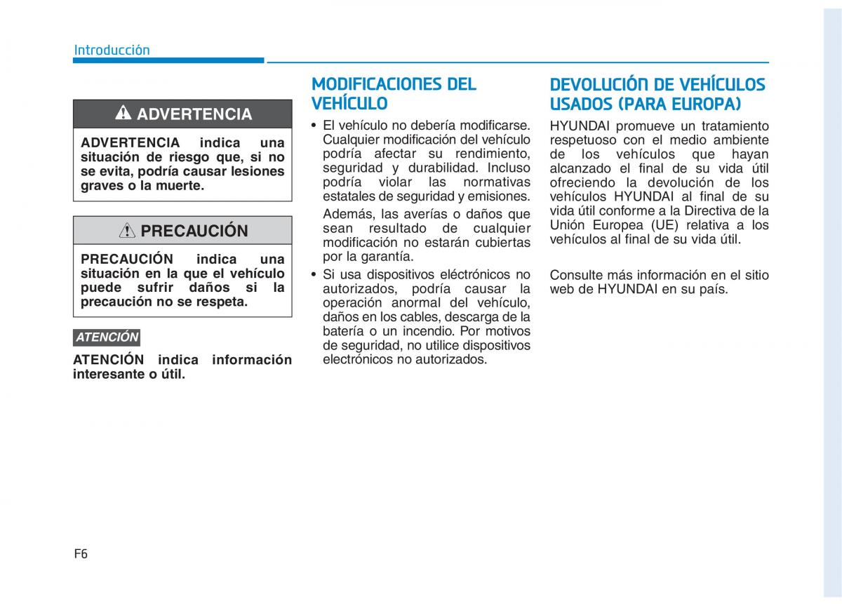 Hyundai Ioniq Electric manual del propietario / page 6