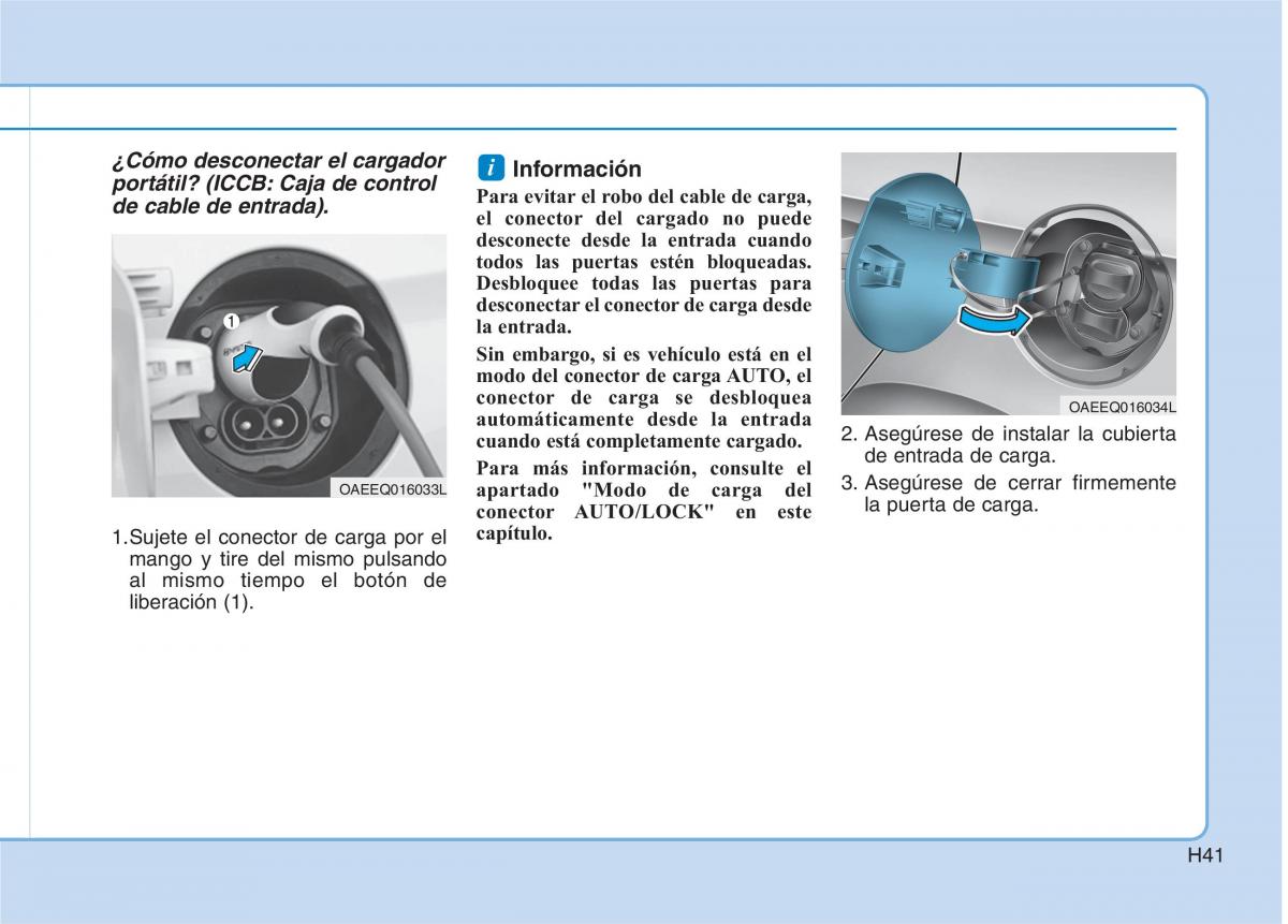 Hyundai Ioniq Electric manual del propietario / page 48