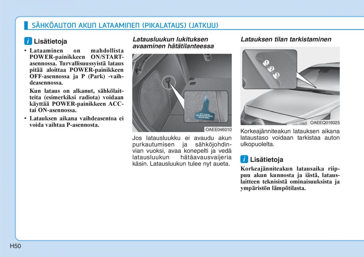 Hyundai Ioniq Electric omistajan kasikirja / page 57