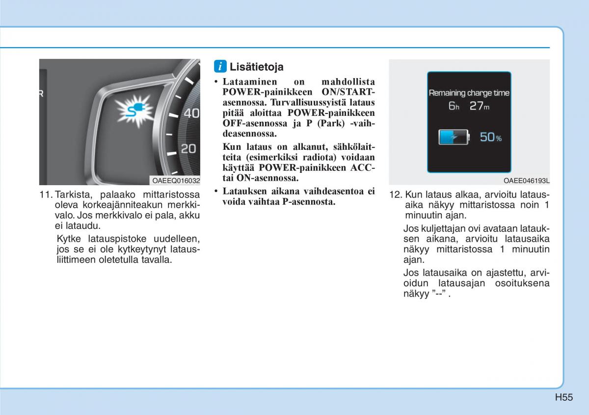 Hyundai Ioniq Electric omistajan kasikirja / page 62