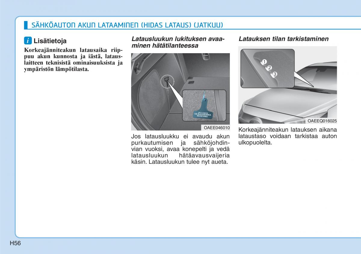 Hyundai Ioniq Electric omistajan kasikirja / page 63