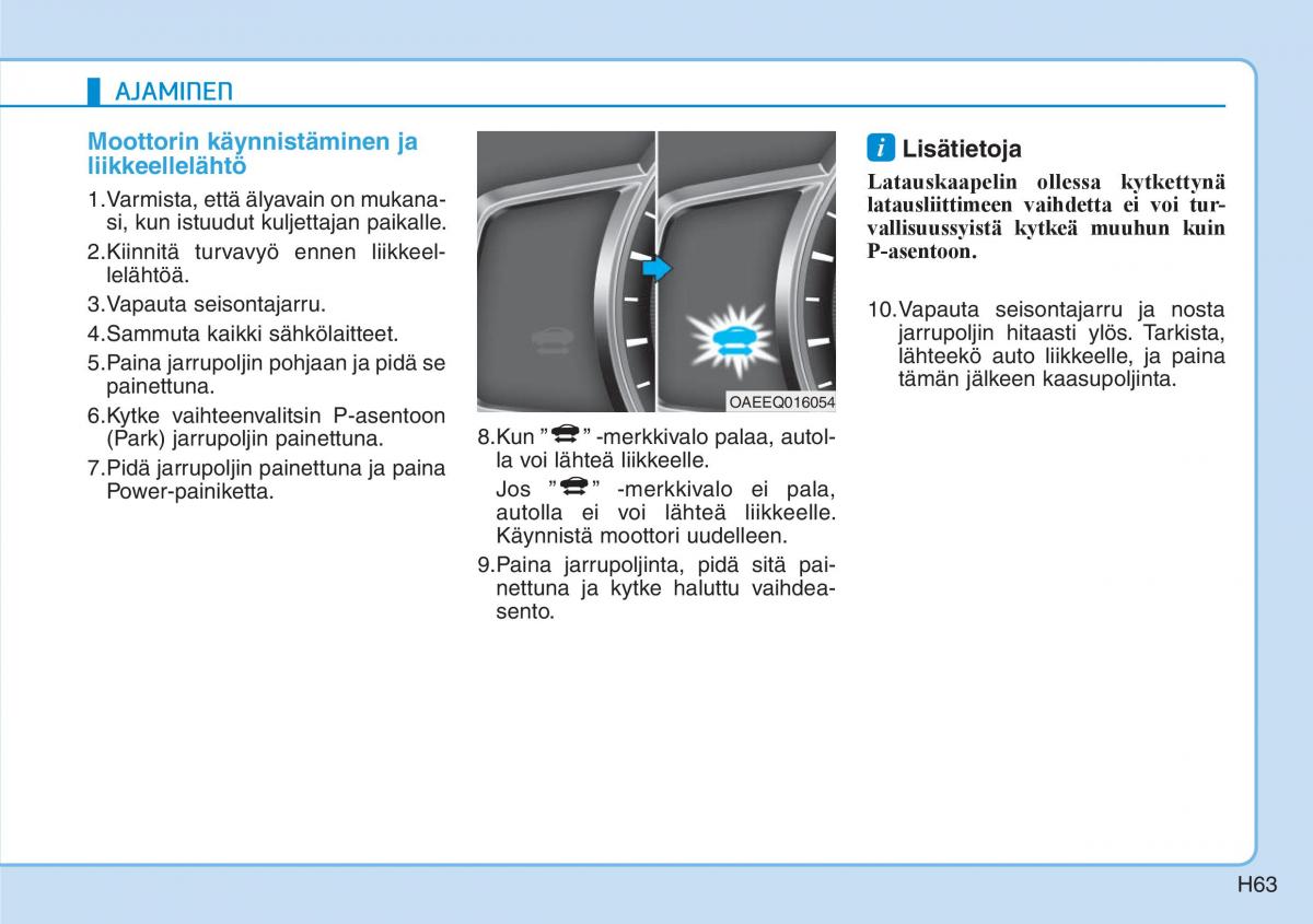 Hyundai Ioniq Electric omistajan kasikirja / page 70