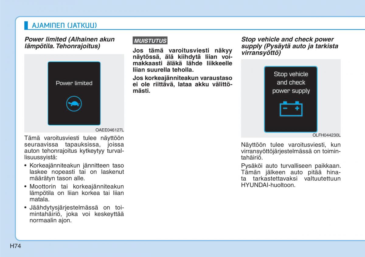 Hyundai Ioniq Electric omistajan kasikirja / page 81