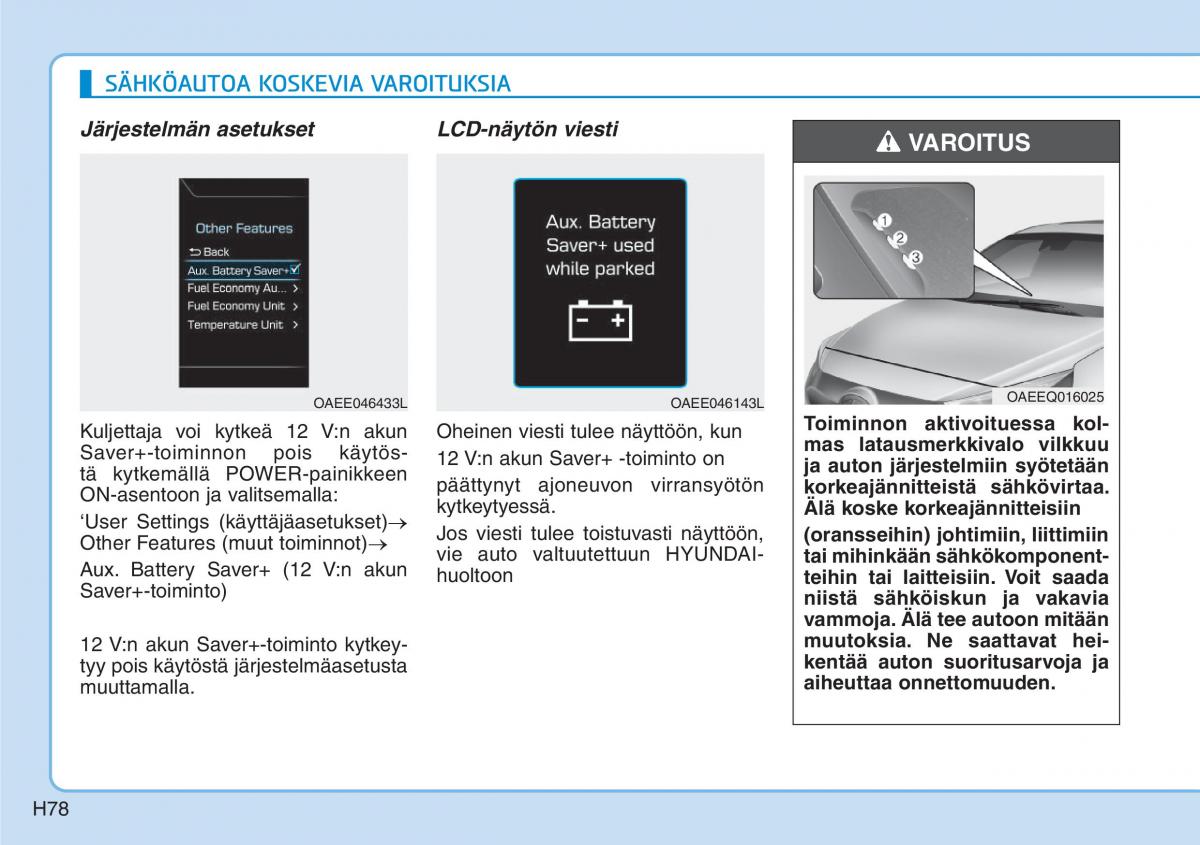 Hyundai Ioniq Electric omistajan kasikirja / page 85