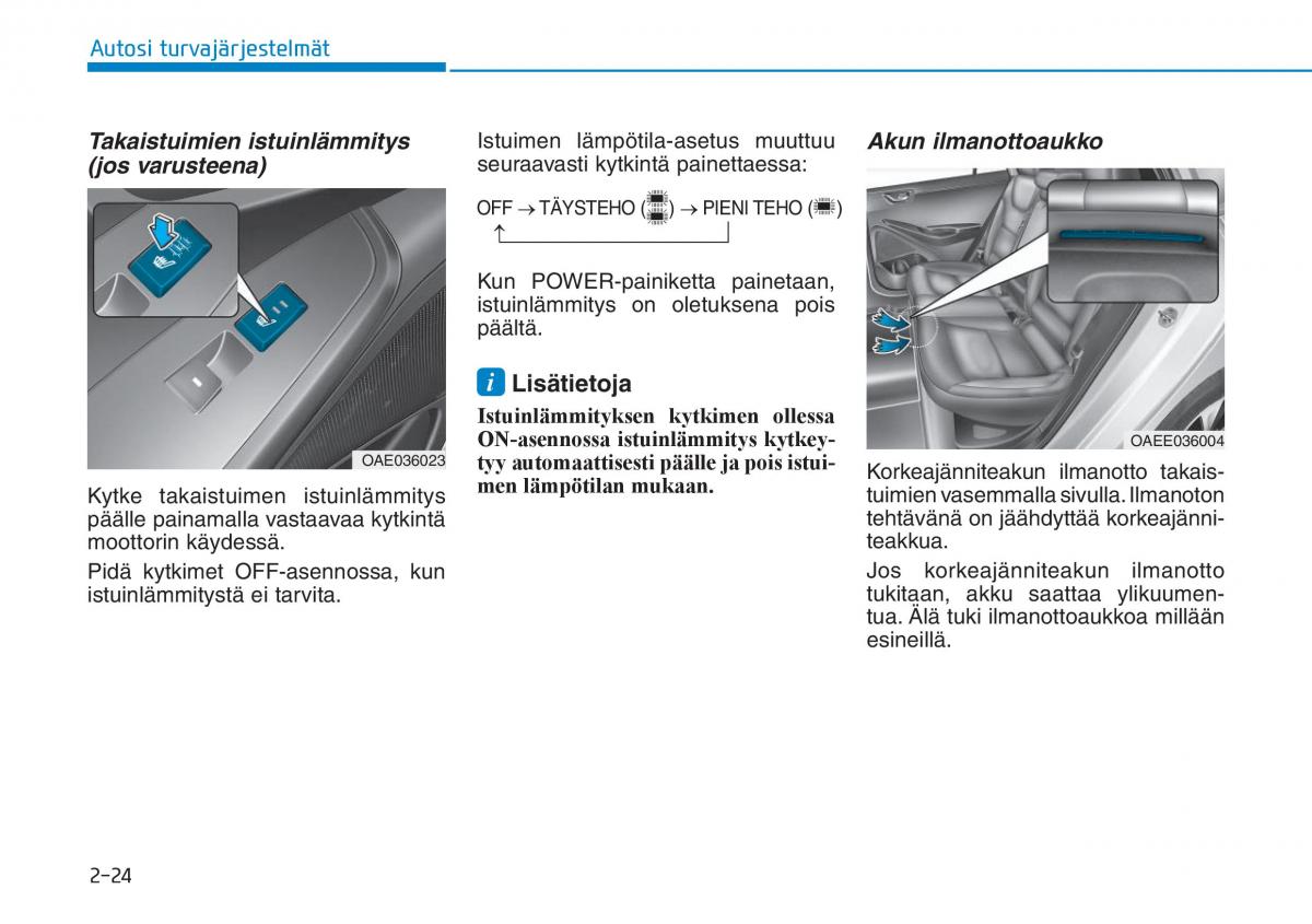 Hyundai Ioniq Electric omistajan kasikirja / page 122