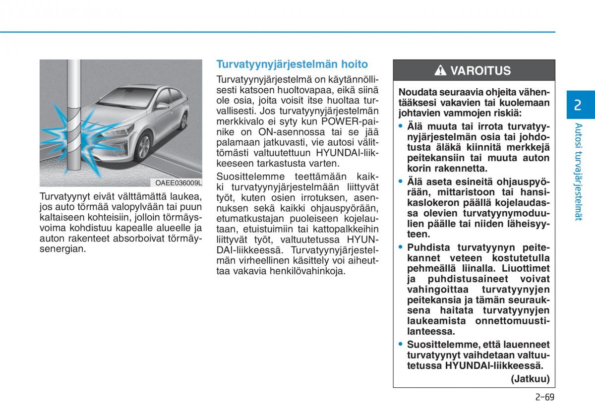 Hyundai Ioniq Electric omistajan kasikirja / page 167