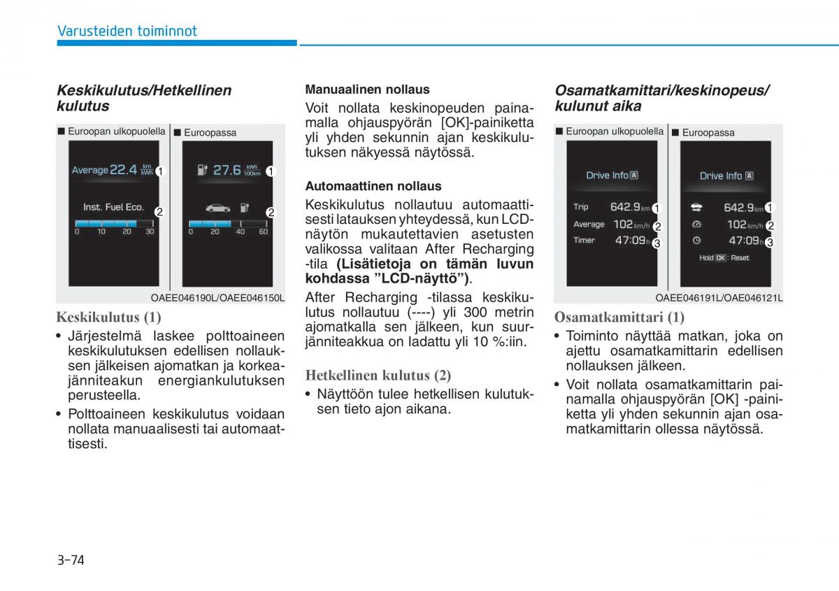 Hyundai Ioniq Electric omistajan kasikirja / page 243