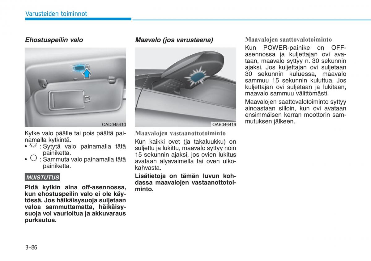 Hyundai Ioniq Electric omistajan kasikirja / page 255