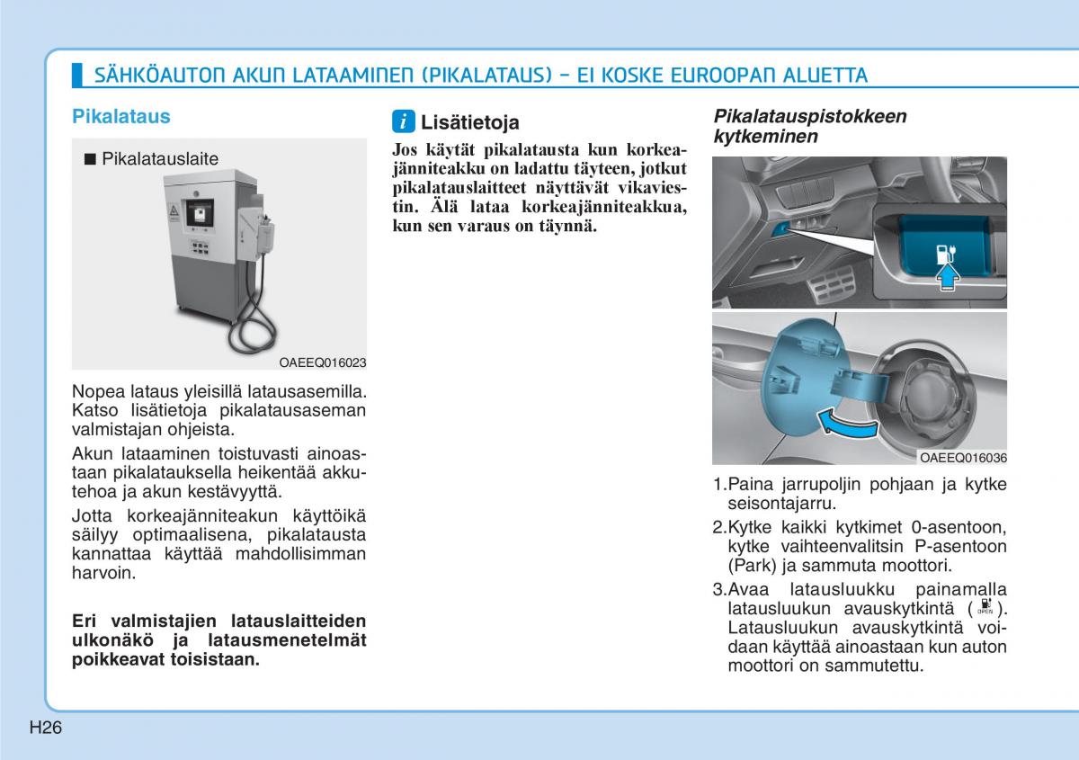 Hyundai Ioniq Electric omistajan kasikirja / page 33