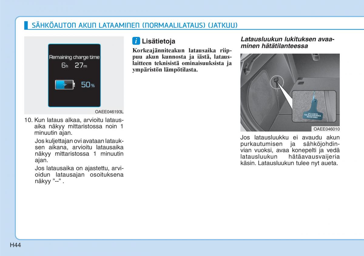 Hyundai Ioniq Electric omistajan kasikirja / page 51