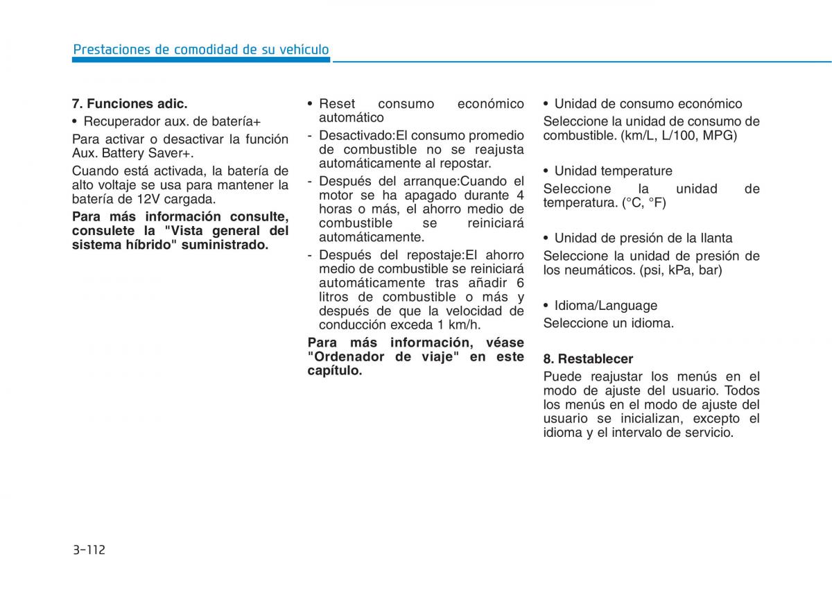 Hyundai Ioniq Hybrid manual del propietario / page 267