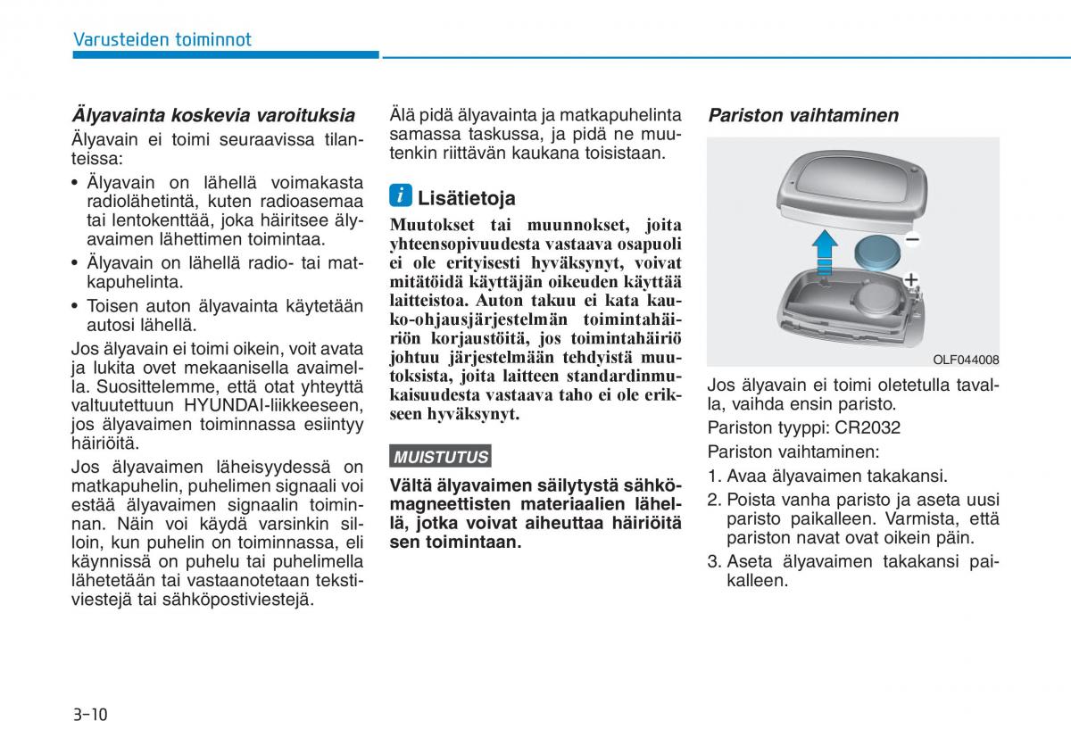 Hyundai Ioniq Hybrid omistajan kasikirja / page 100