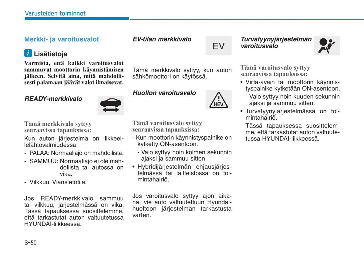 Hyundai Ioniq Hybrid omistajan kasikirja / page 140