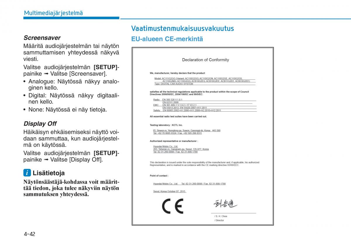 Hyundai Ioniq Hybrid omistajan kasikirja / page 271