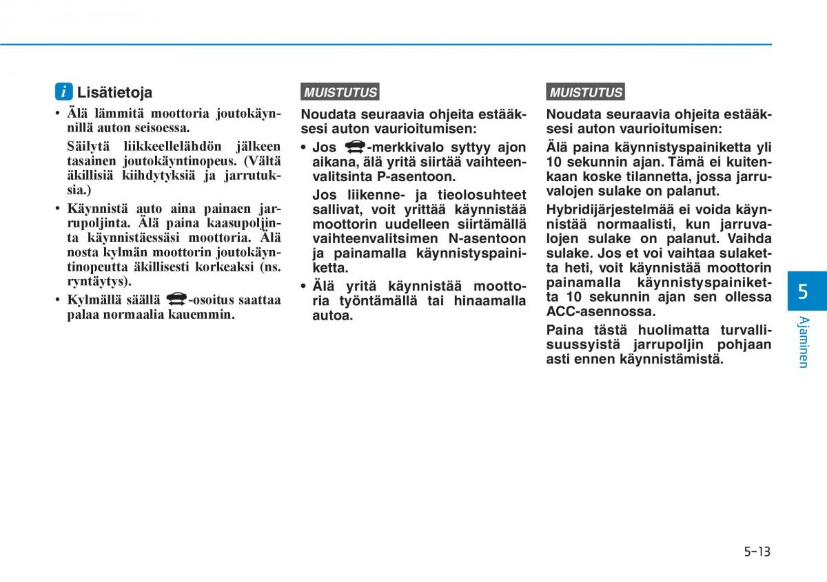 Hyundai Ioniq Hybrid omistajan kasikirja / page 285