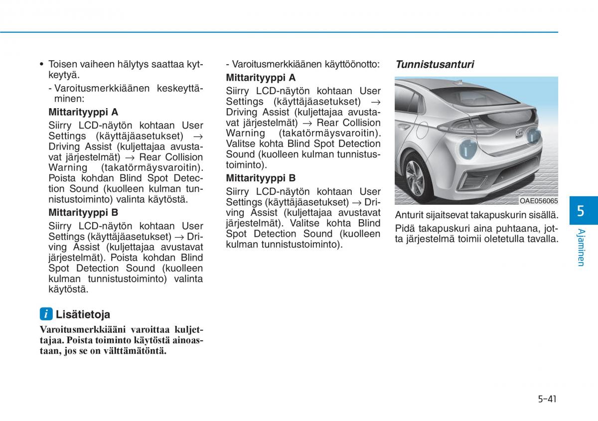 Hyundai Ioniq Hybrid omistajan kasikirja / page 313